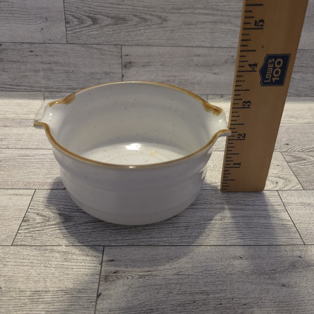 Vtg Imperial Stoneware Sugar Bowl with Lid And Creamer Speckled Brown And White - Picture 8 of 10